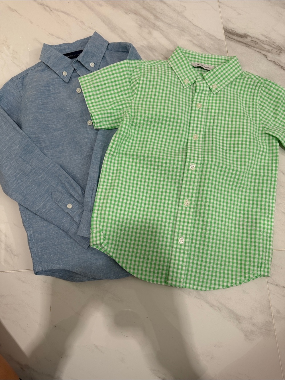 Janie and Jack Green Gingham Short-Sleeve Button-Down Shirt